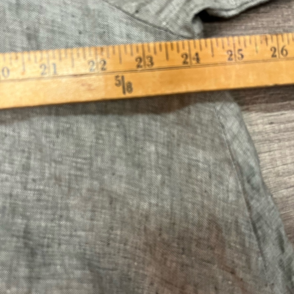 Bryn Walker large gray tan lagenlook linen button up short sleeve tunic - Picture 4 of 9